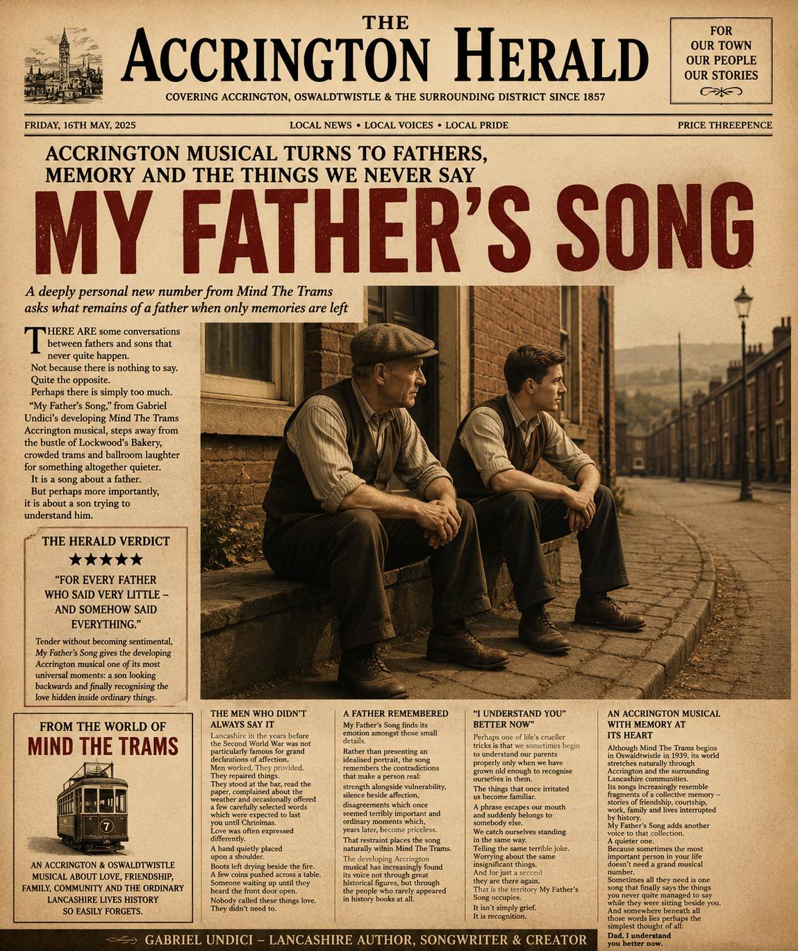 THE ACCRINGTON HERALD ACCRINGTON MUSICAL TURNS TO FATHERS, MEMORY AND THE THINGS WE NEVER SAY