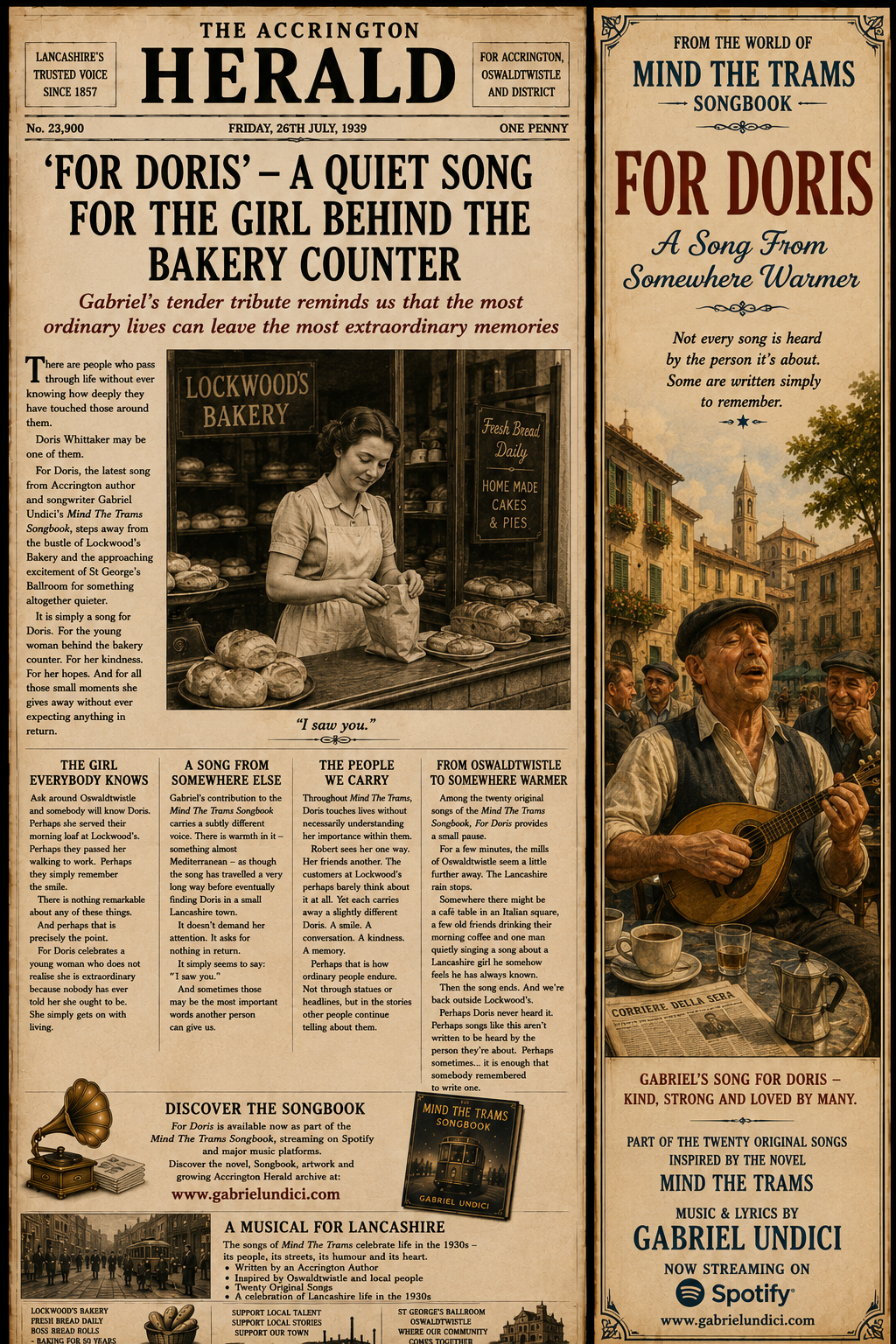 THE ACCRINGTON HERALD. ‘FOR DORIS’ — A QUIET SONG FOR THE GIRL BEHIND THE BAKERY COUNTER