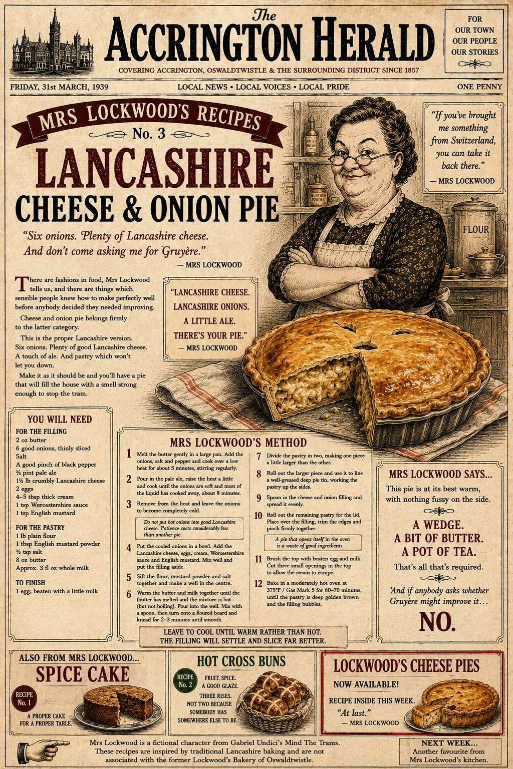 AT LAST! MRS LOCKWOOD REVEALS THE CHEESE PIE