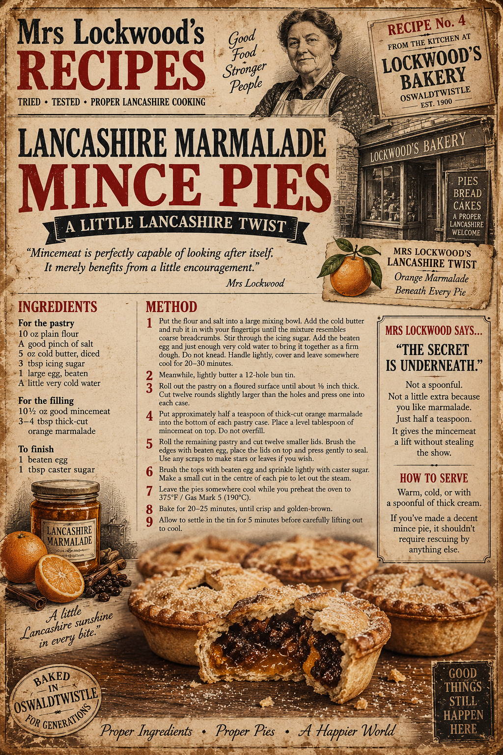 MRS LOCKWOOD’S RECIPES  LANCASHIRE MARMALADE MINCE PIES